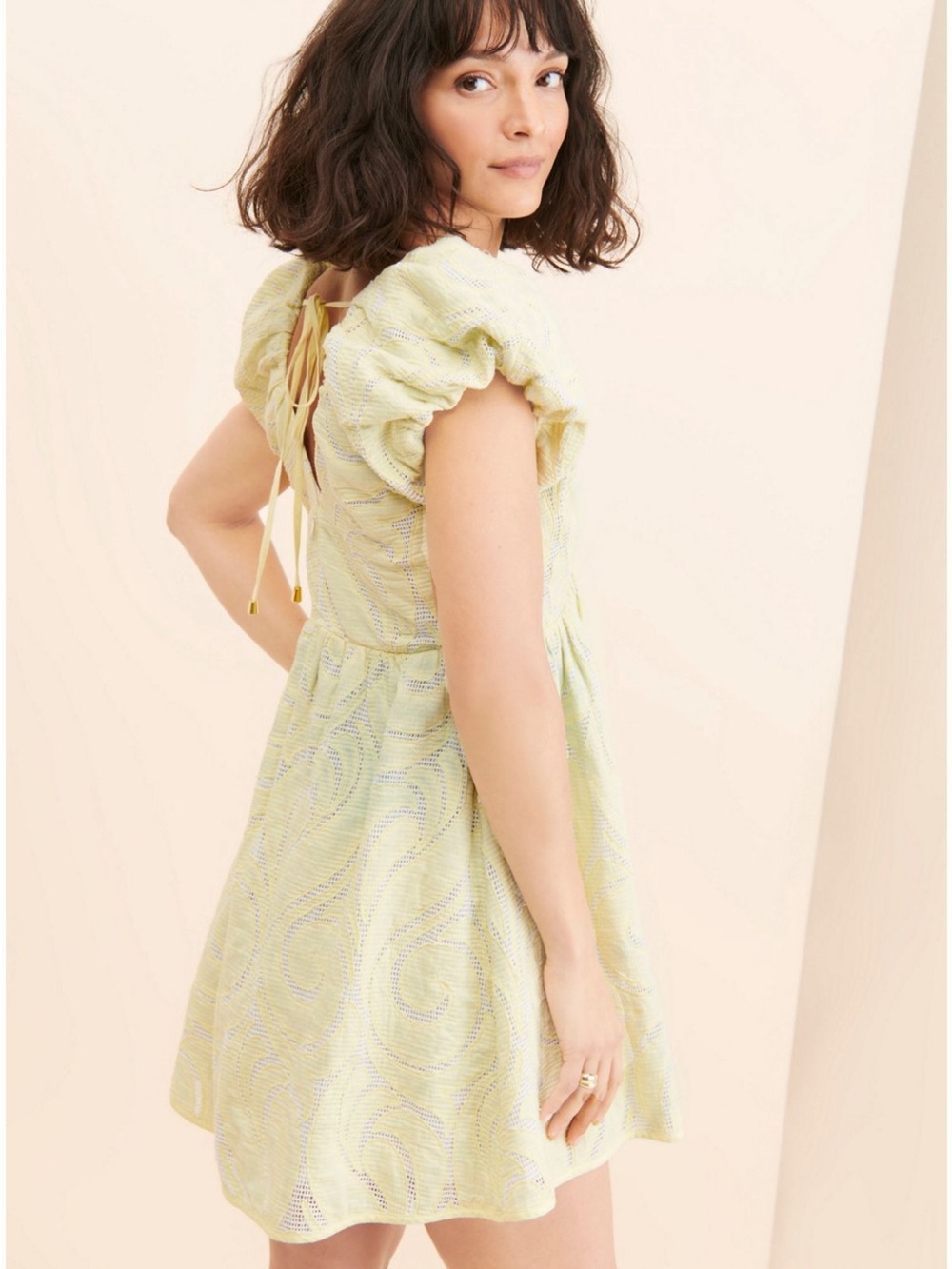 Anthropologie Deep V Puff Sleeve Dress